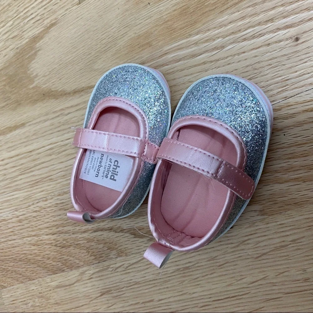 Child of Mine Carter’s Silver Glitter Baby Shoes